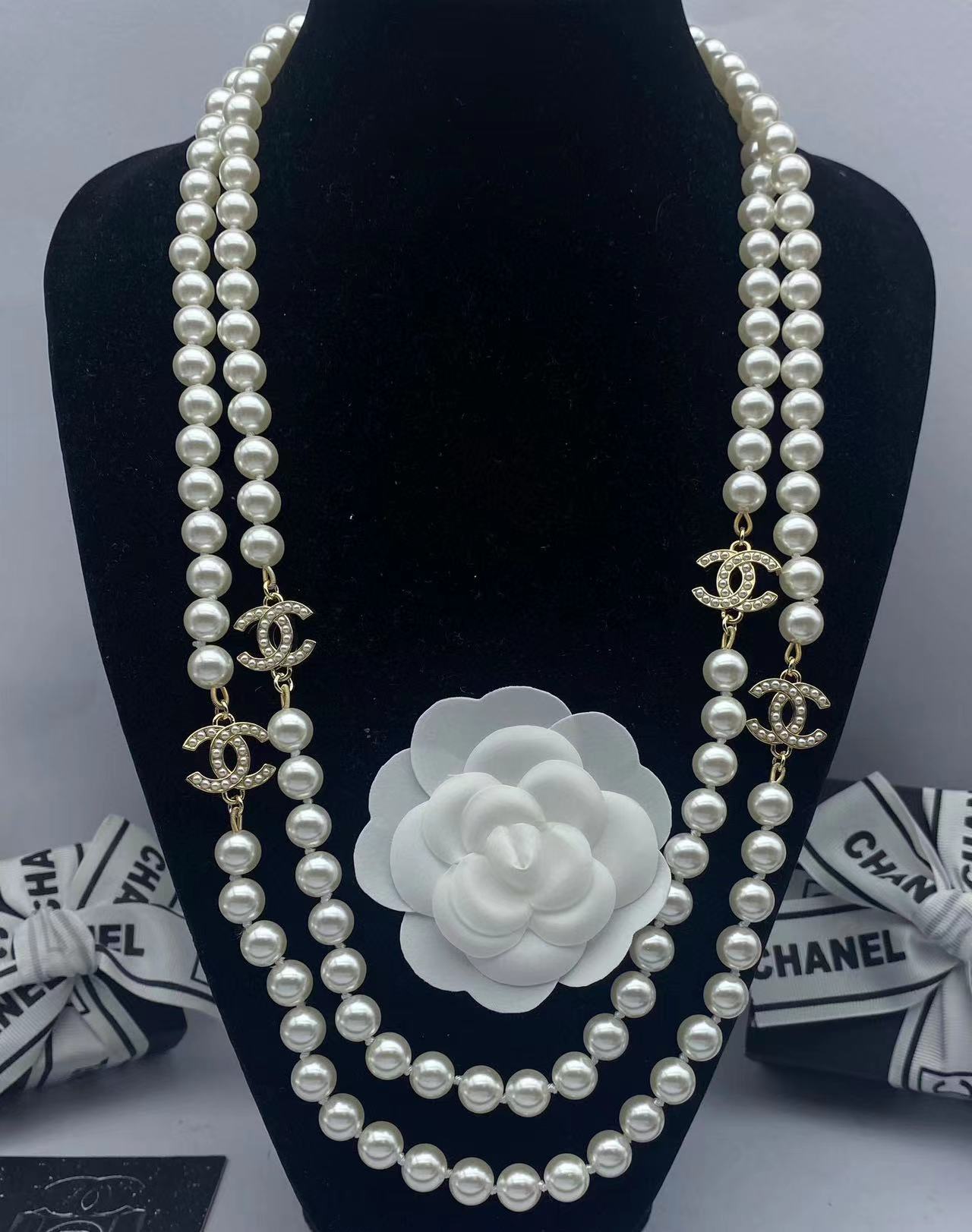 CHANE1 ダブルCパールセーターチェーン【50％割引+送料無料】