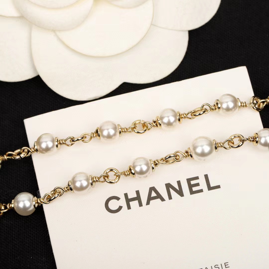CHANE1 ダブルCパールネックレス【50％割引+送料無料】