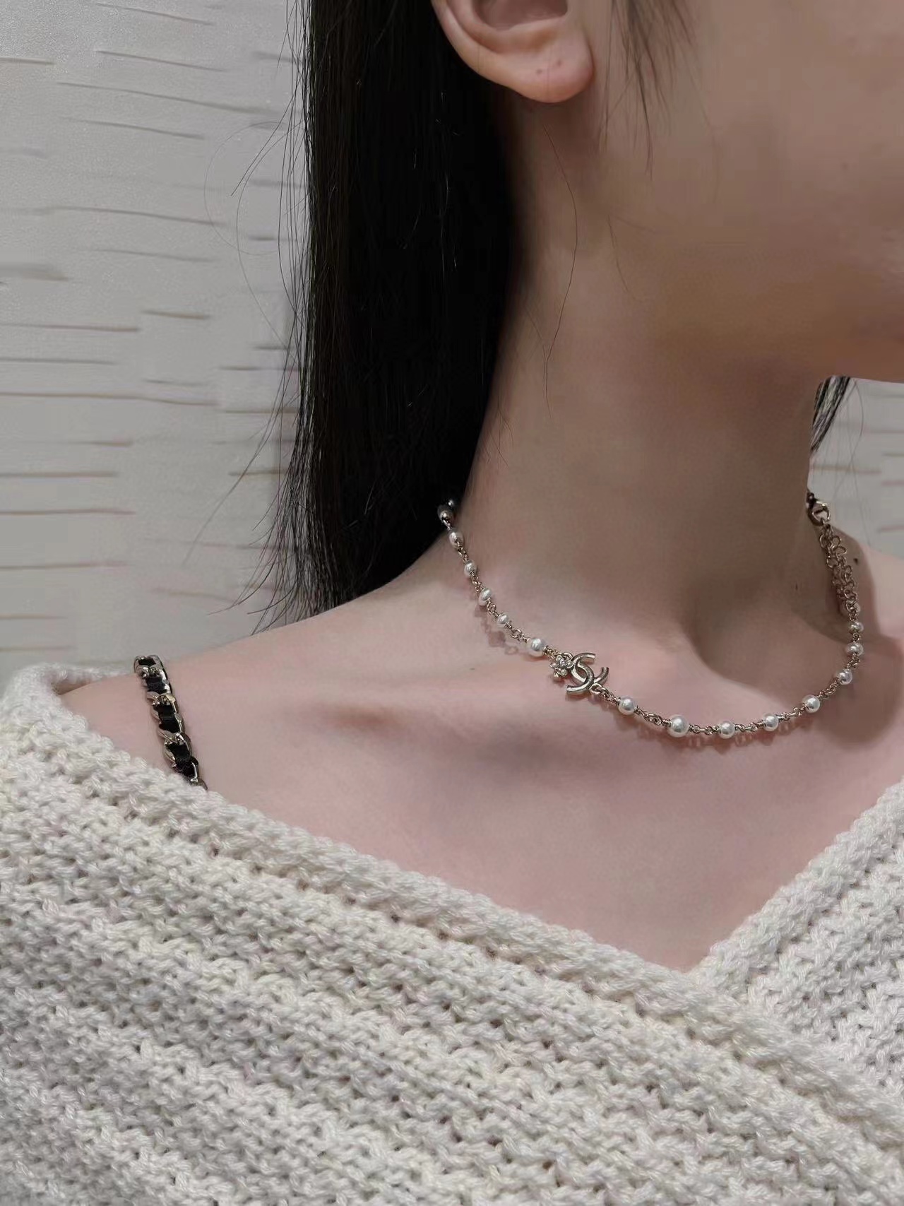 CHANE1 ダブルCパールネックレス【50％割引+送料無料】