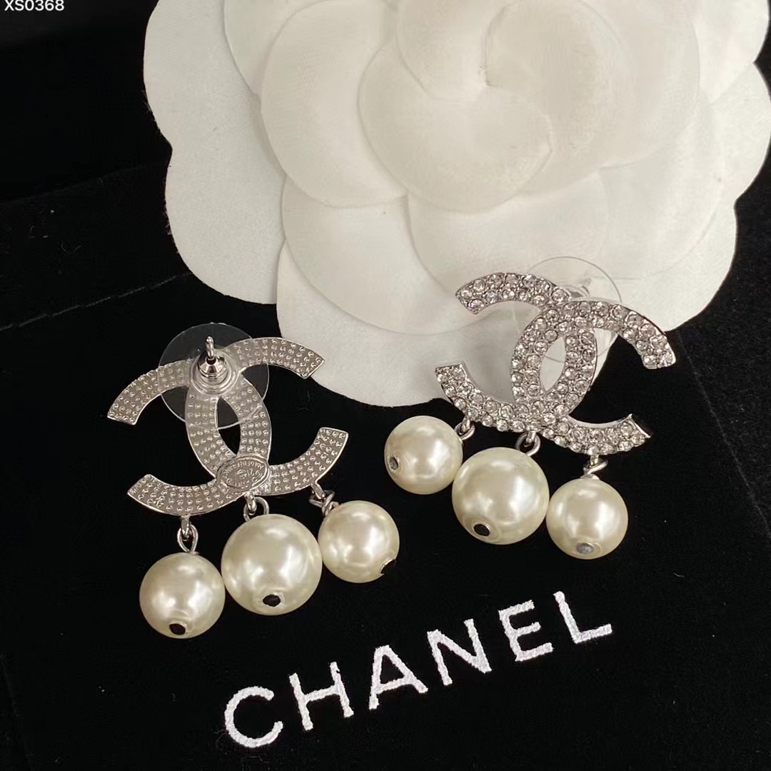 CHANE1 パール ダブル C ダイヤモンド スタッド ピアス【50％割引+送料無料】
