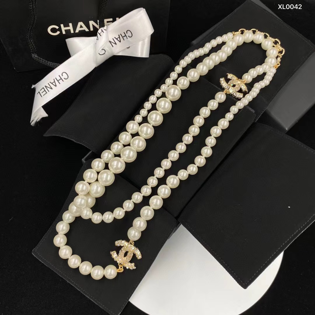 CHANE1 ダブルCパールネックレス【50％割引+送料無料】
