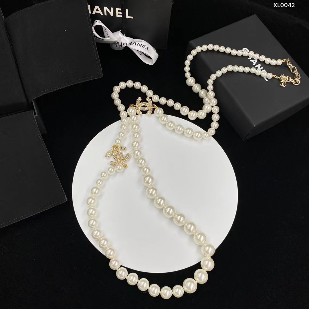 CHANE1 ダブルCパールネックレス【50％割引+送料無料】