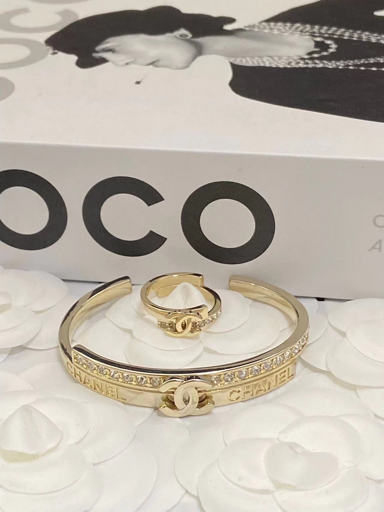 CHANE1 ダイヤモンド リング+ブレスレット 2点セット【50％割引+送料無料】