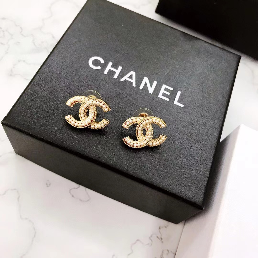 CHAN1 パール ダブル C スタッド ピアス【50％割引+送料無料】