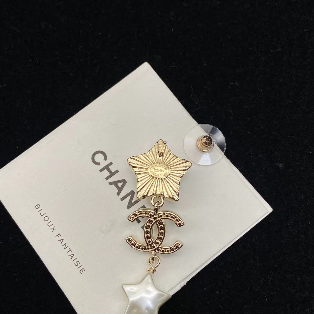 CHANE1 五芒星 ダブルC タッセル ピアス【50％割引+送料無料】