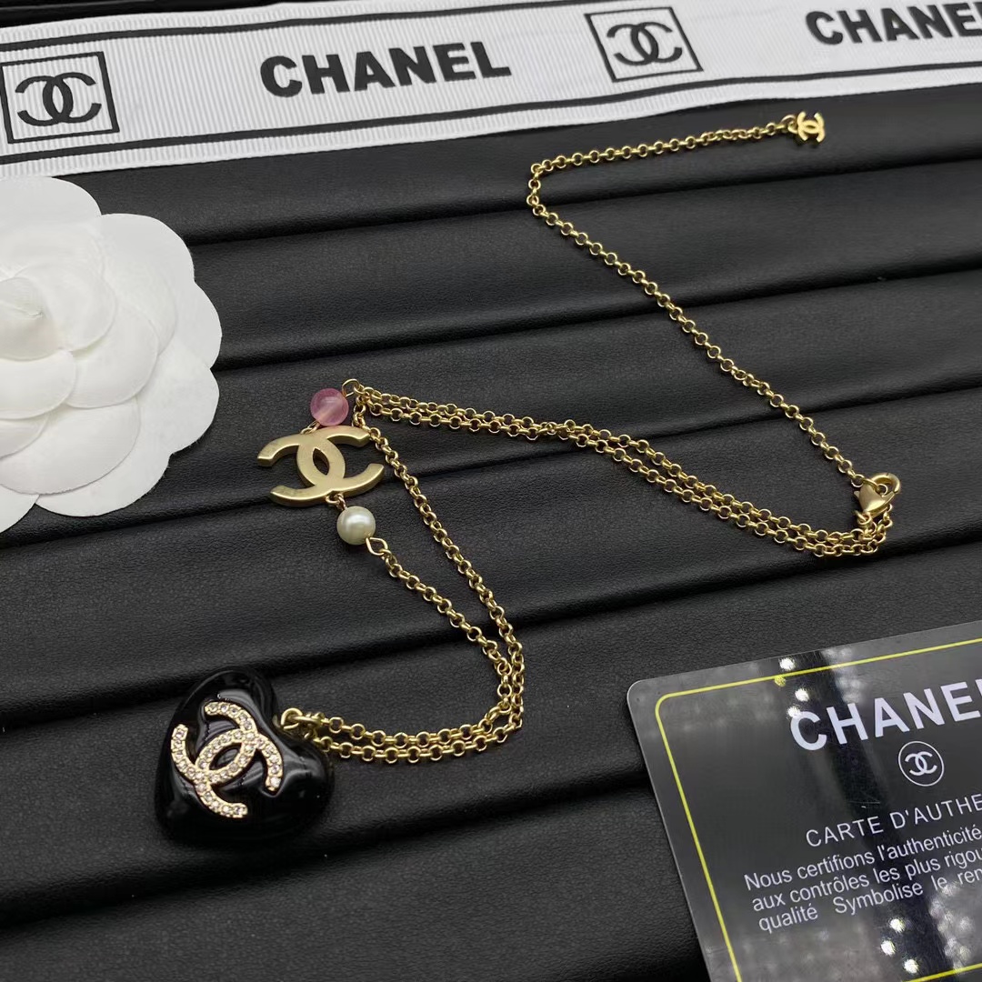 CHANE1 ブラックハートネックレス【50％割引+送料無料】