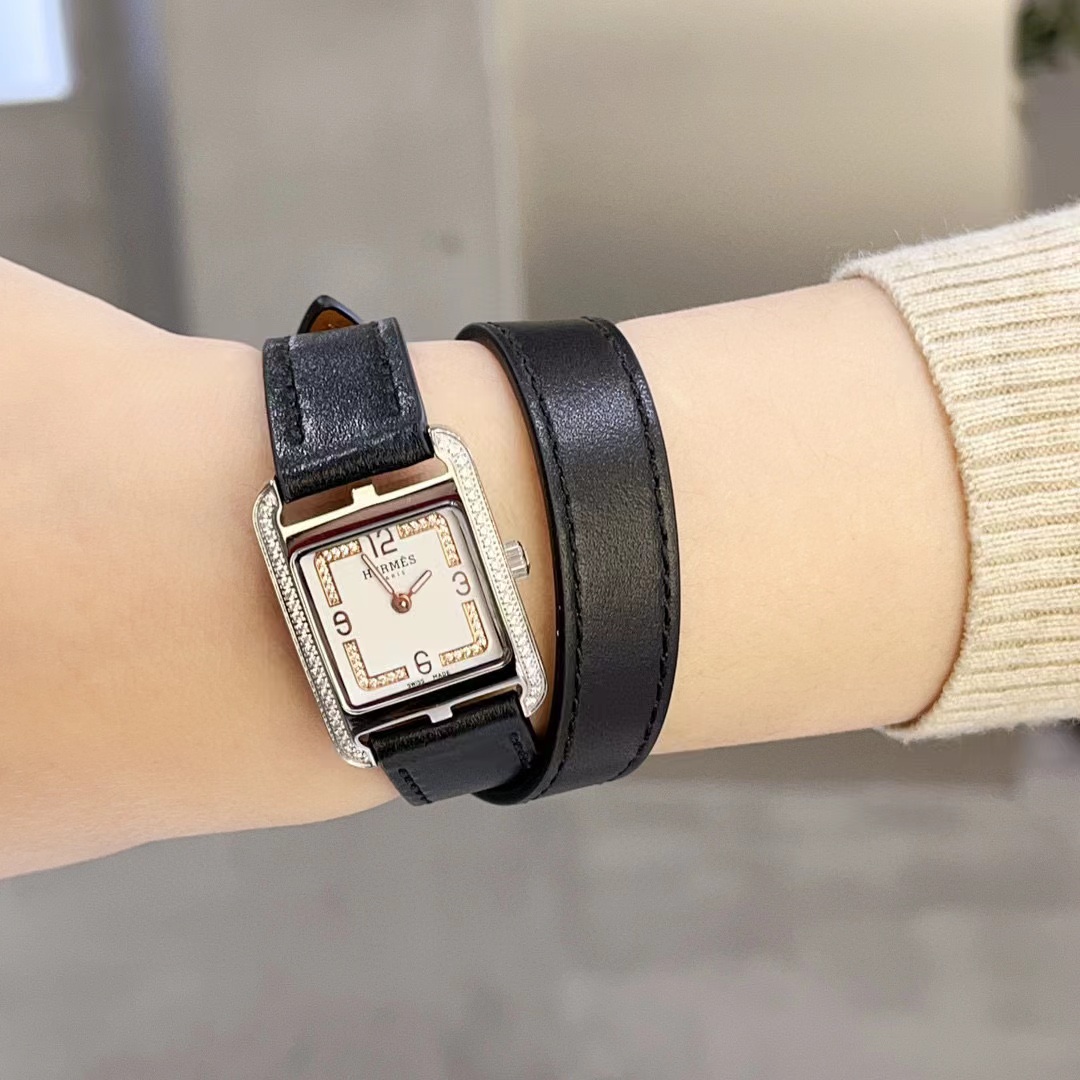 HERME5 クラシック ダイヤモンド スクエア レディース 腕時計【50％割引+送料無料】