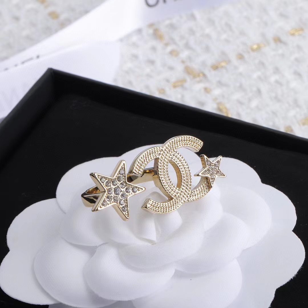 CHANE1 五芒星 ダブルC リング【 50％割引+送料無料】