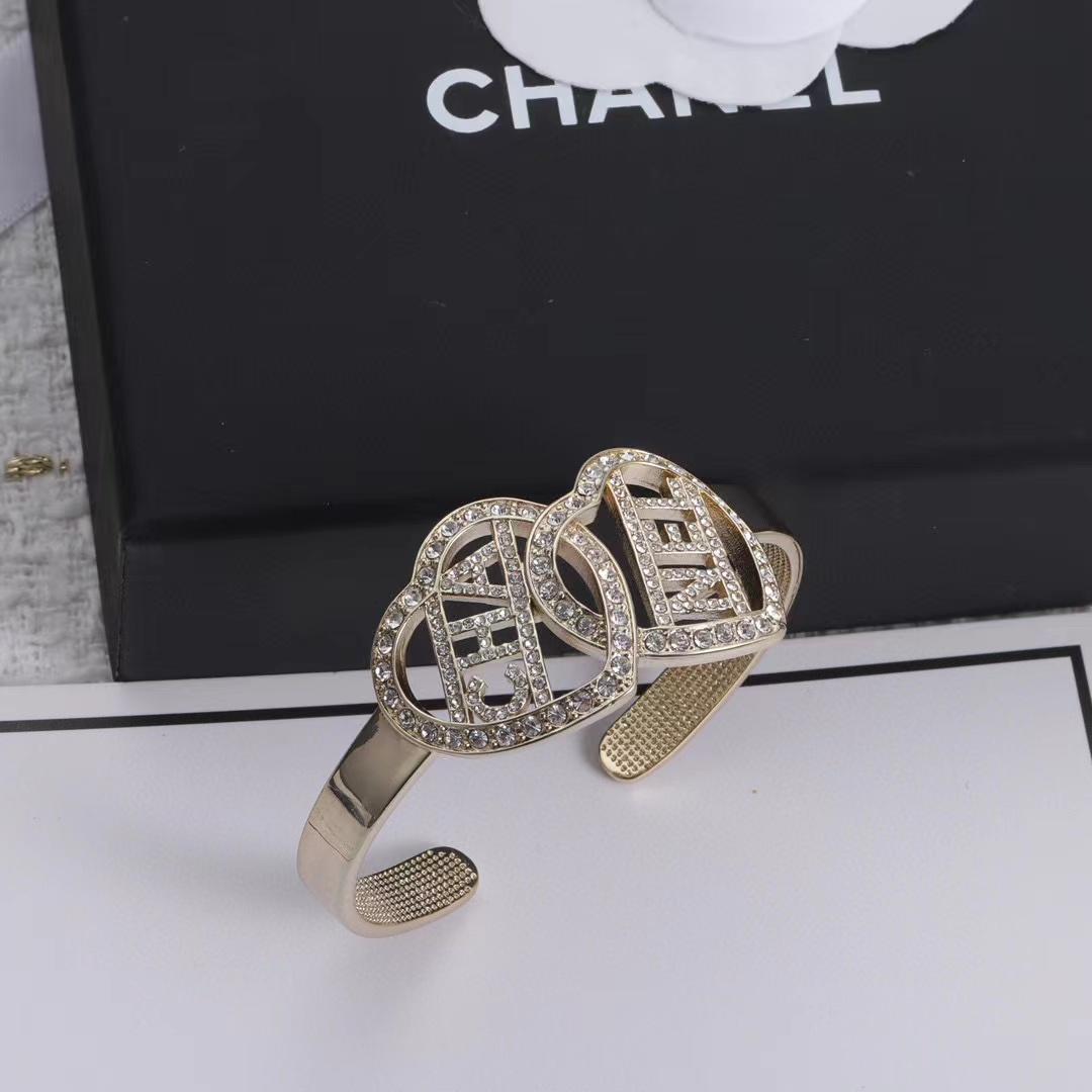 CHANE1 ダブルハート ダイヤモンド ブレスレット【 50％割引+送料無料】