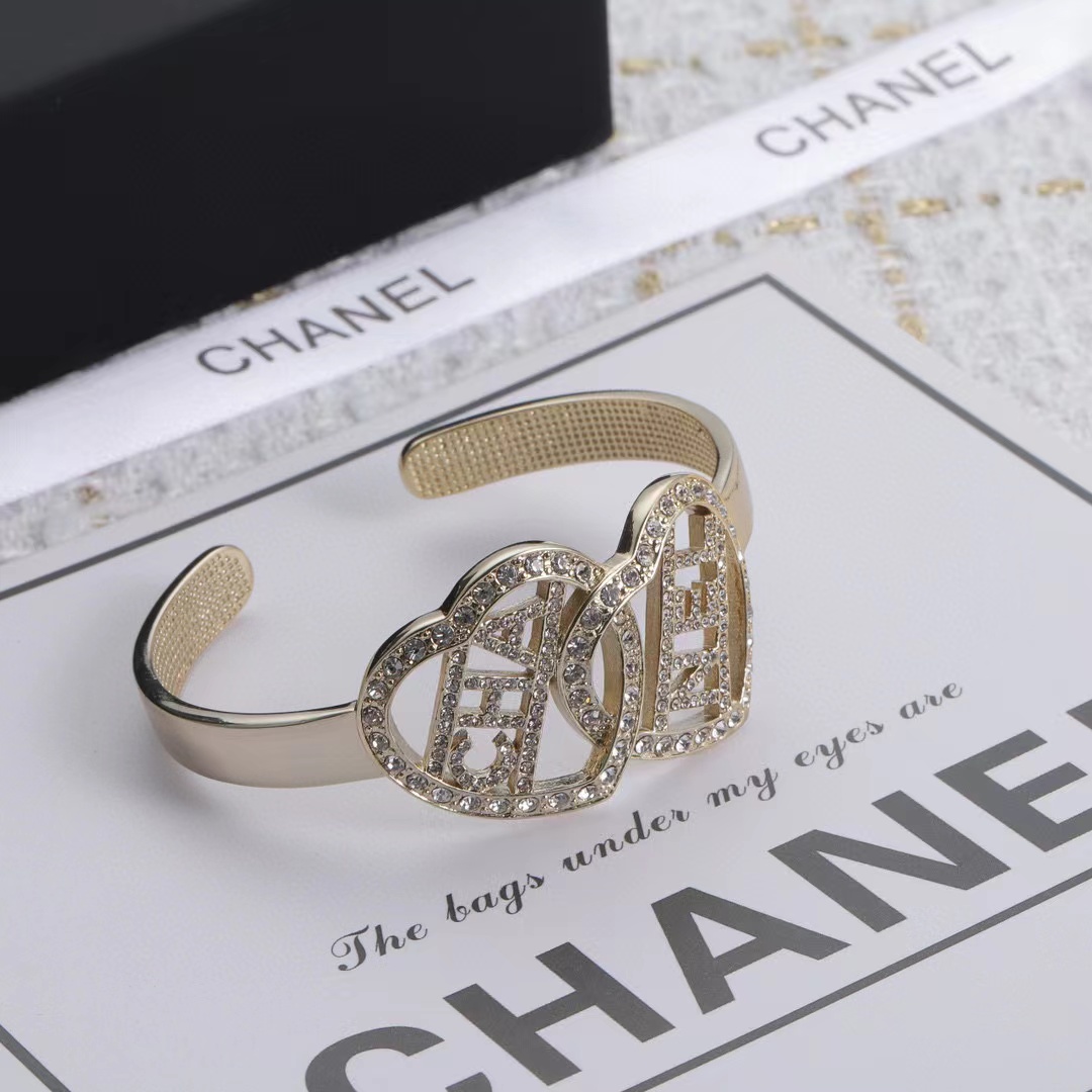 CHANE1 ダブルハート ダイヤモンド ブレスレット【 50％割引+送料無料】