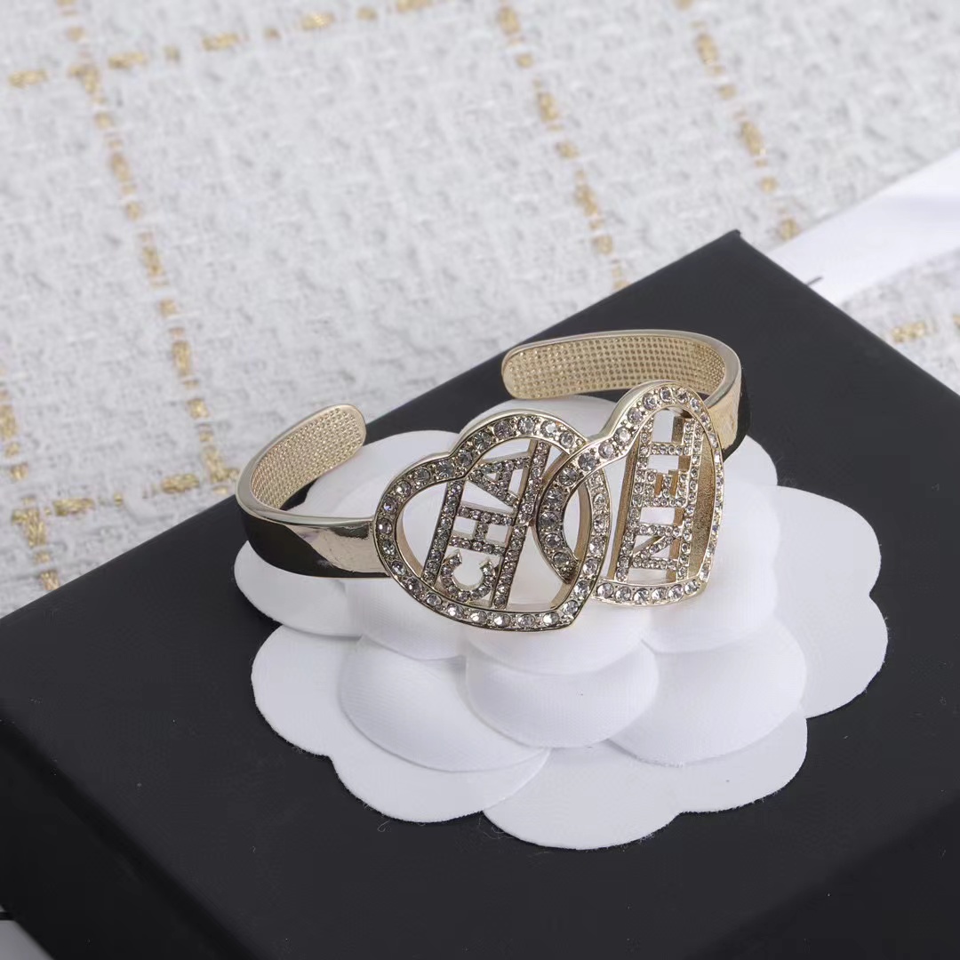 CHANE1 ダブルハート ダイヤモンド ブレスレット【 50％割引+送料無料】