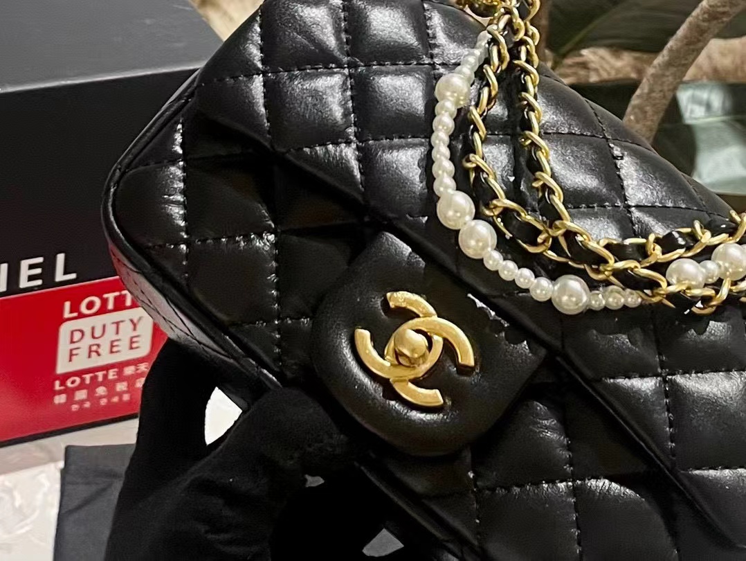 CHANE1 カウレザーパールチェーンショルダークロスボディバッグ【50％割引+送料無料】