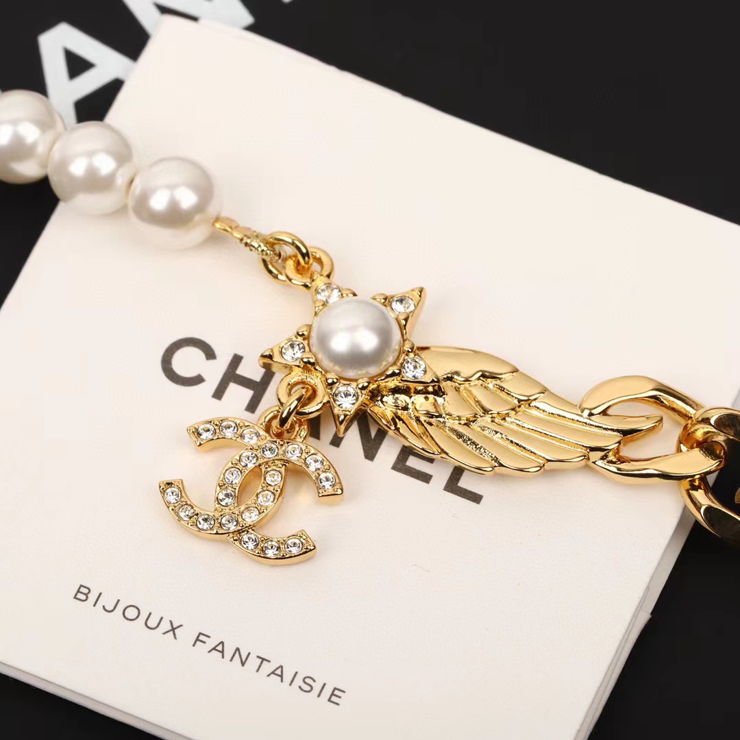  CHANE1 五芒星の翼 ダブルC ネックレス【50％割引+送料無料】