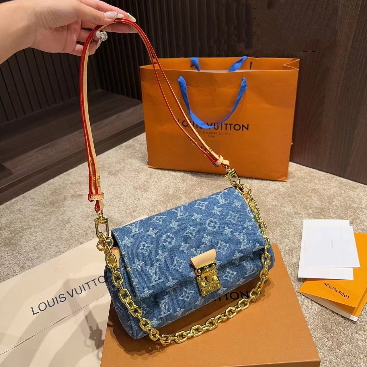 LV デニム チェーンバッグ【50％割引+送料無料】
