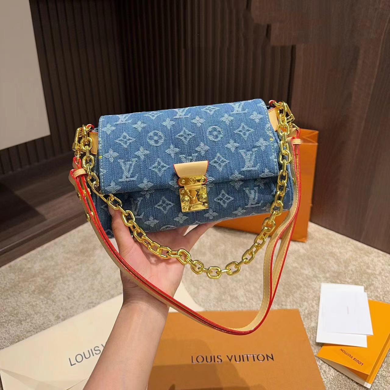 LV デニム チェーンバッグ【50％割引+送料無料】