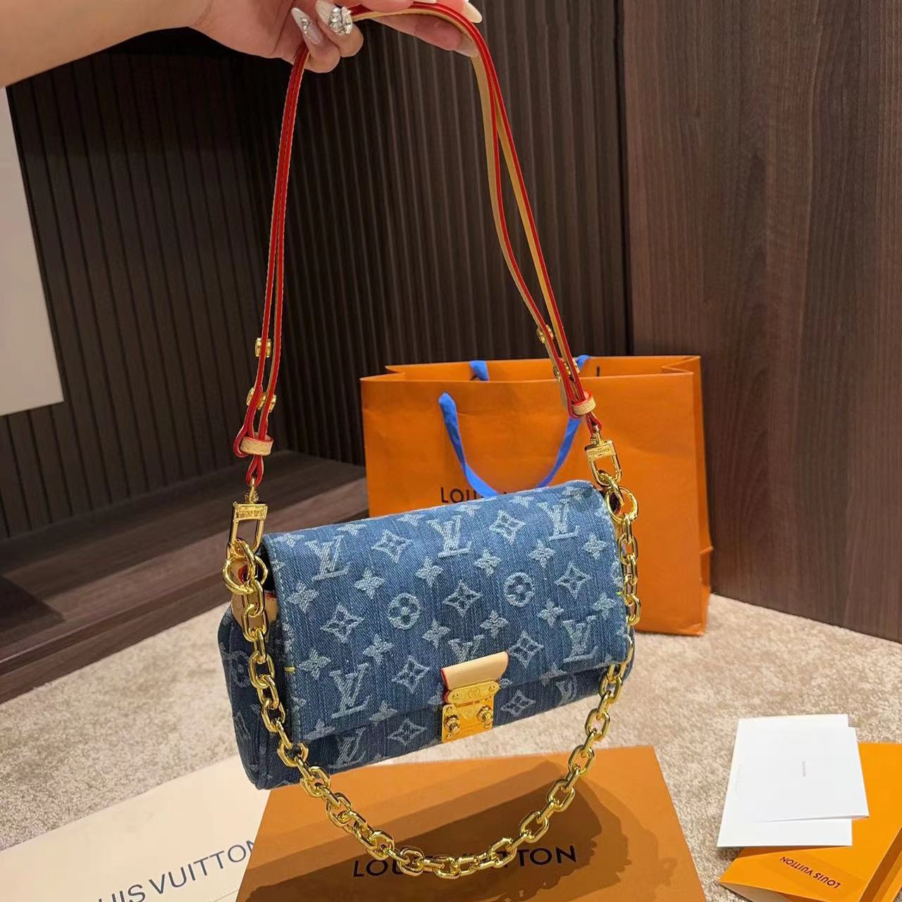 LV デニム チェーンバッグ【50％割引+送料無料】