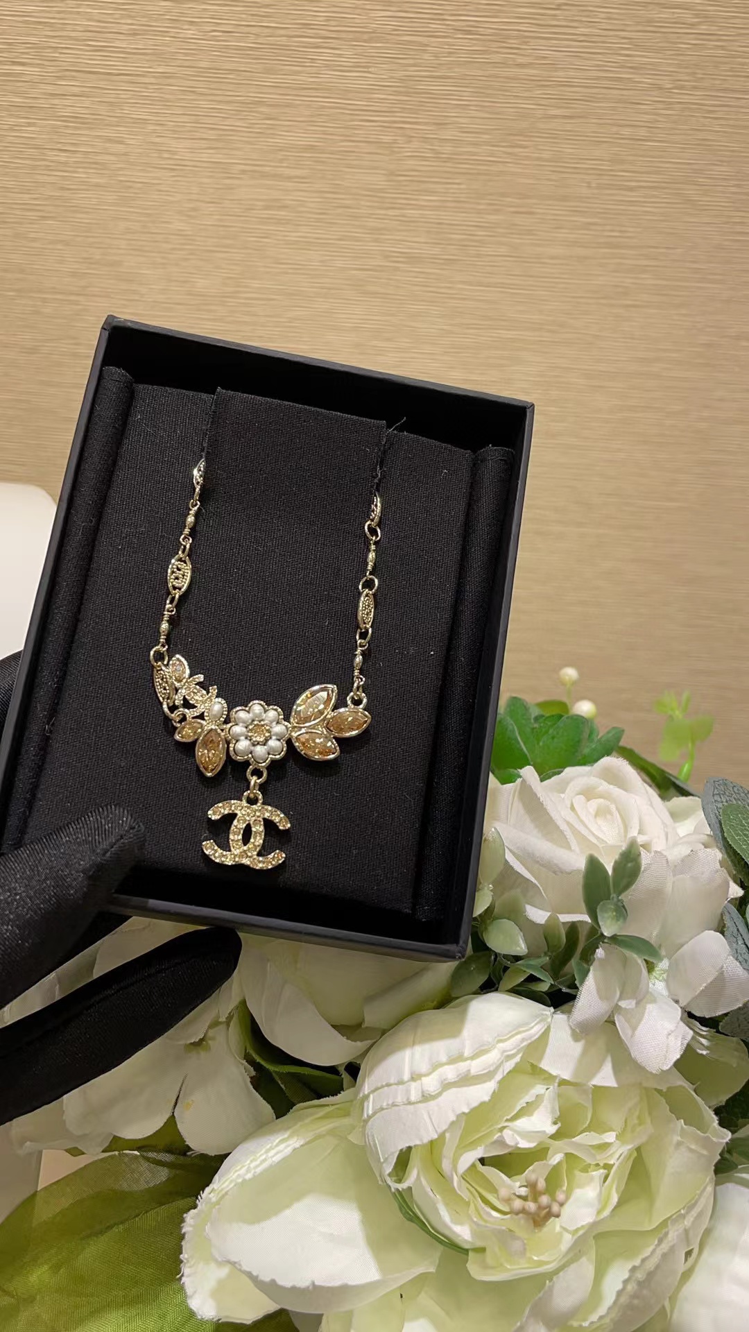 CHANE1 パールフラワー ダブルC ネックレス【 50％割引+送料無料】
