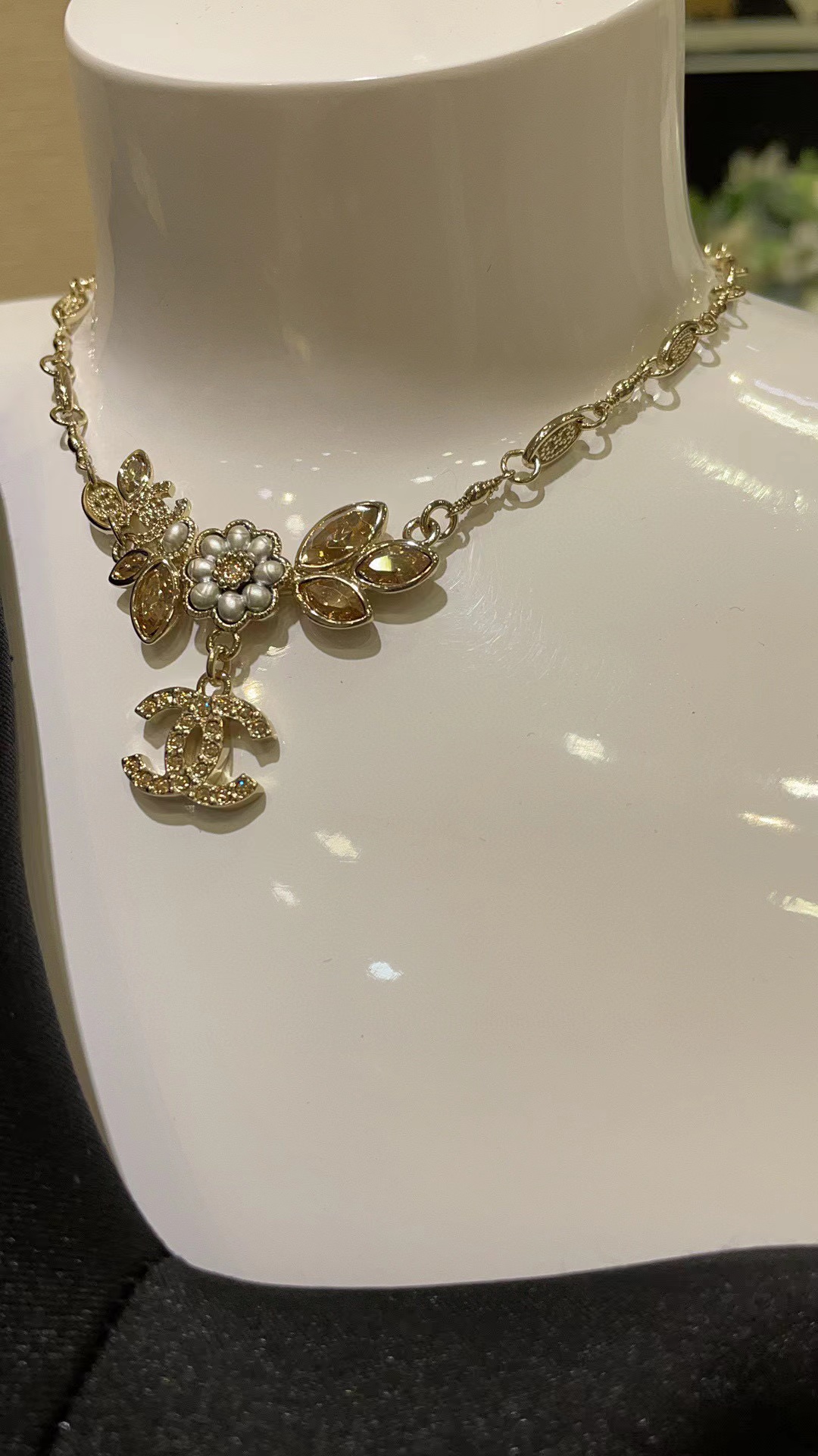 CHANE1 パールフラワー ダブルC ネックレス【 50％割引+送料無料】