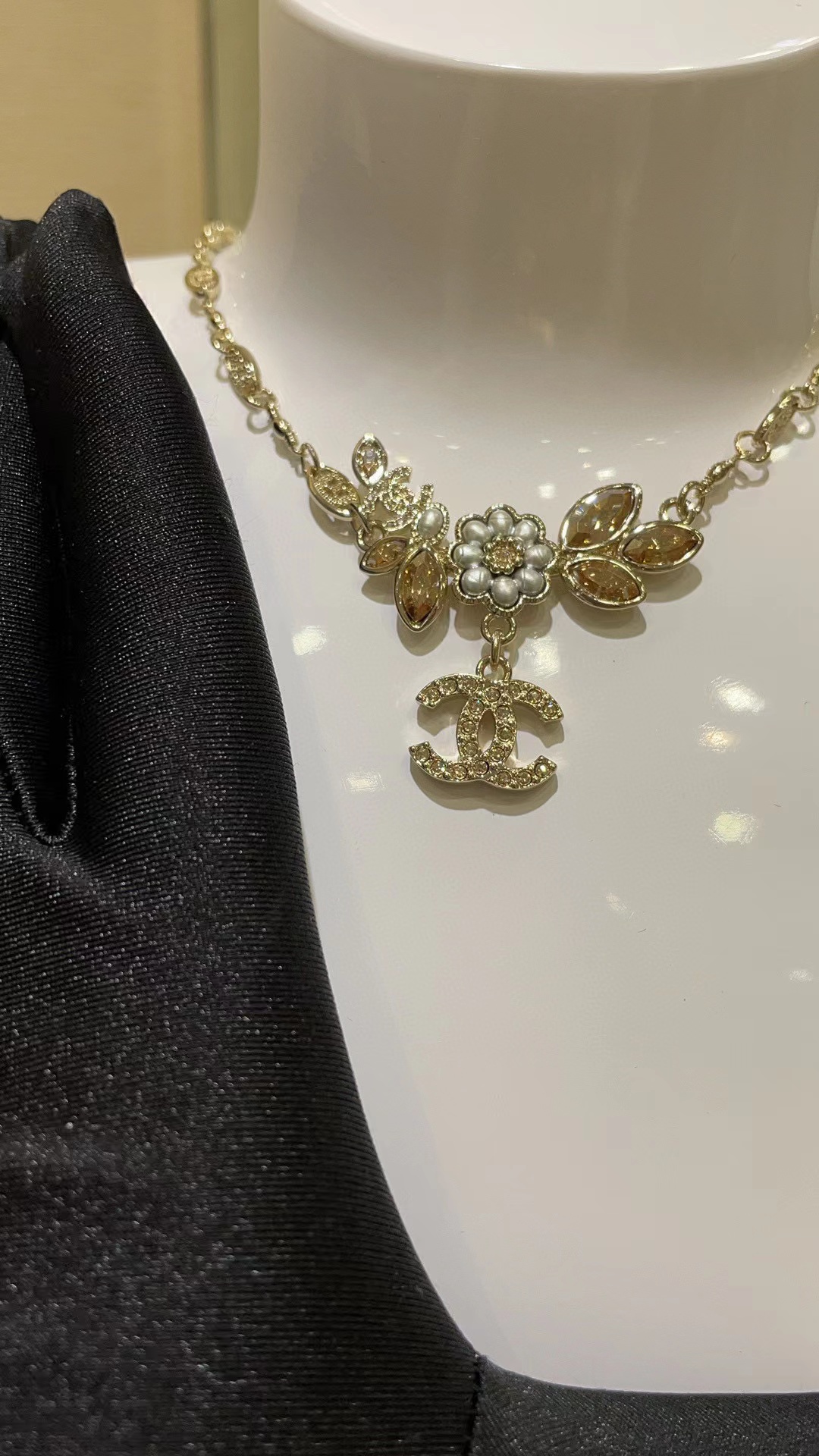 CHANE1 パールフラワー ダブルC ネックレス【 50％割引+送料無料】