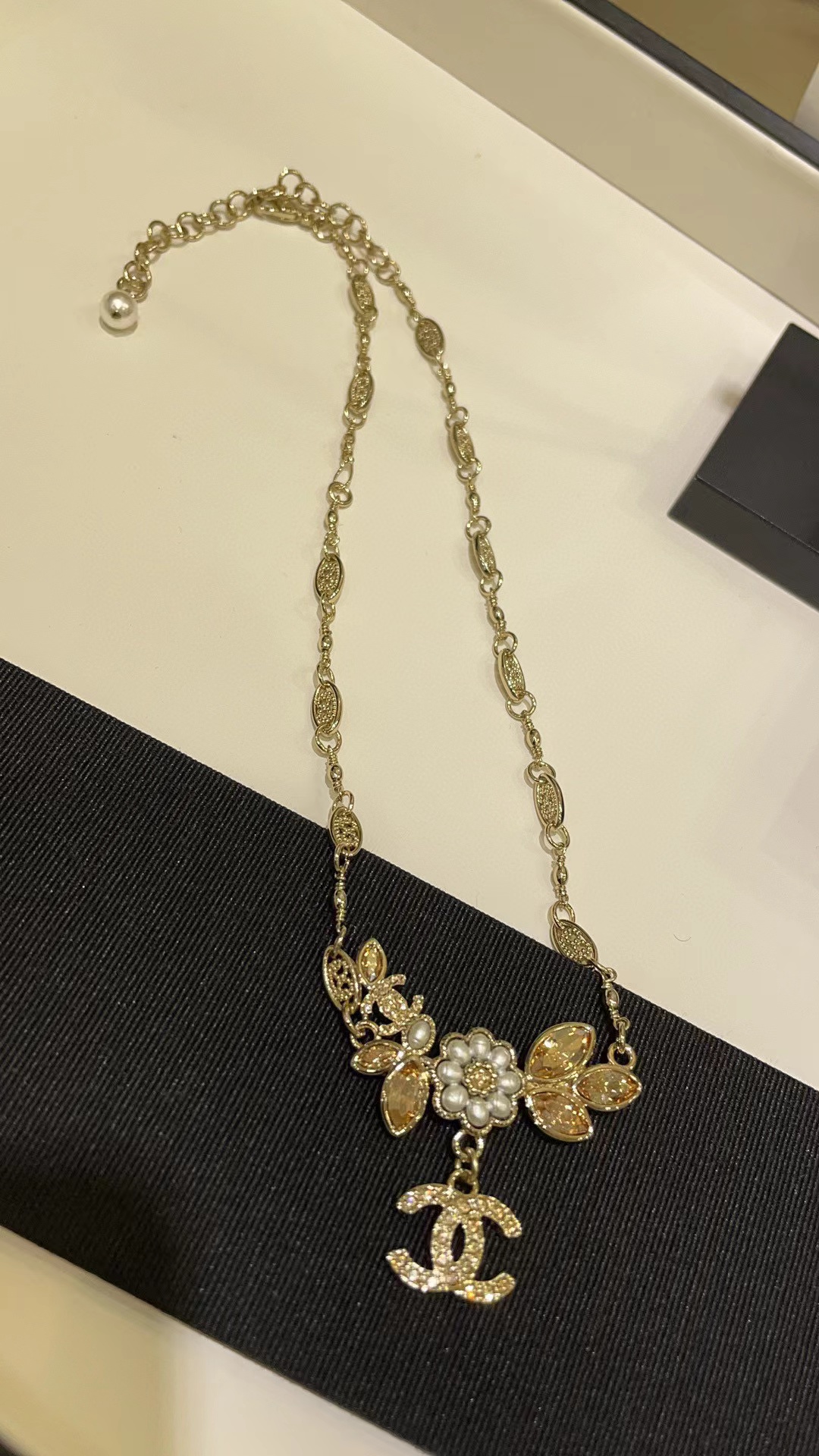 CHANE1 パールフラワー ダブルC ネックレス【 50％割引+送料無料】