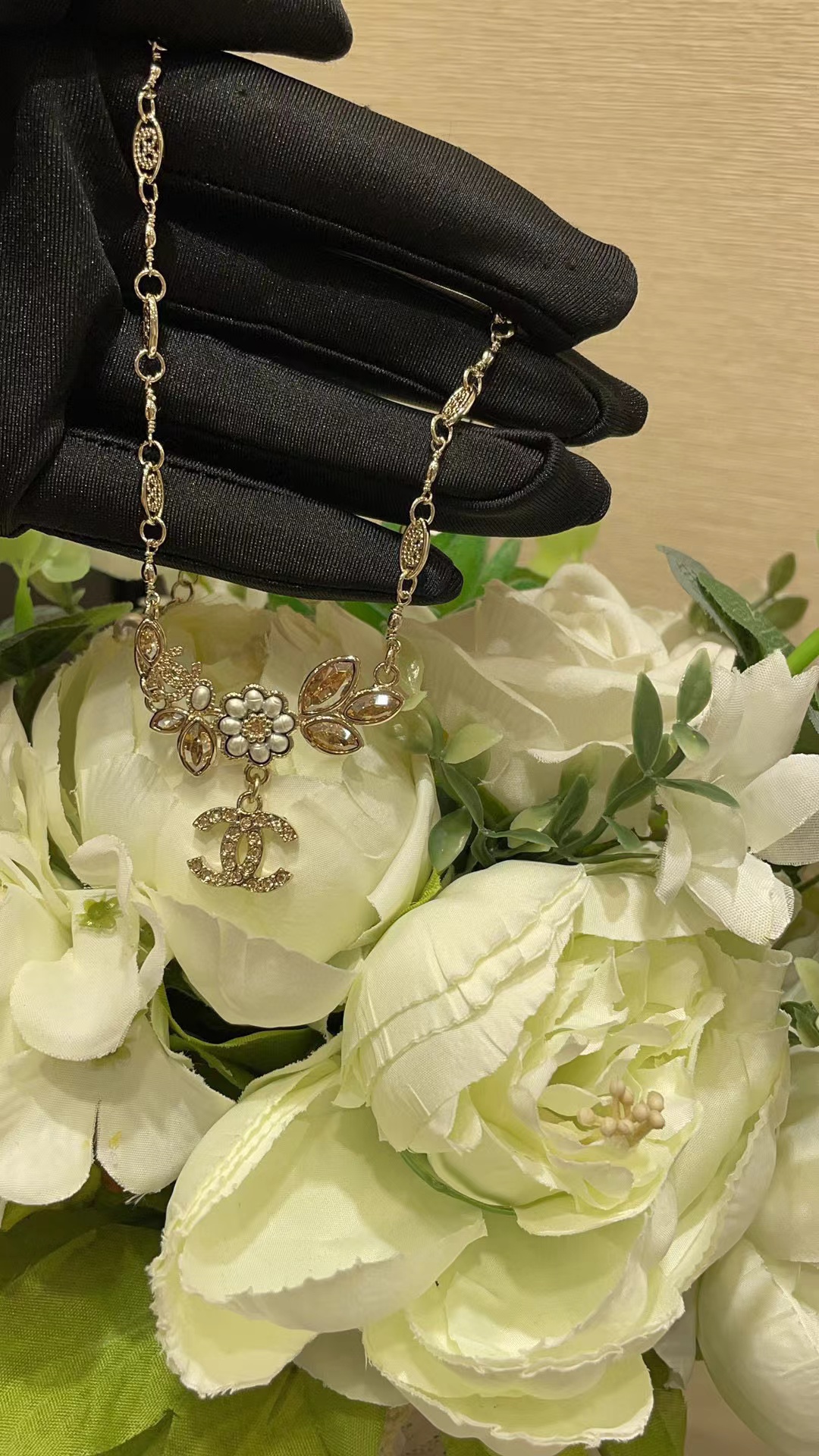 CHANE1 パールフラワー ダブルC ネックレス【 50％割引+送料無料】