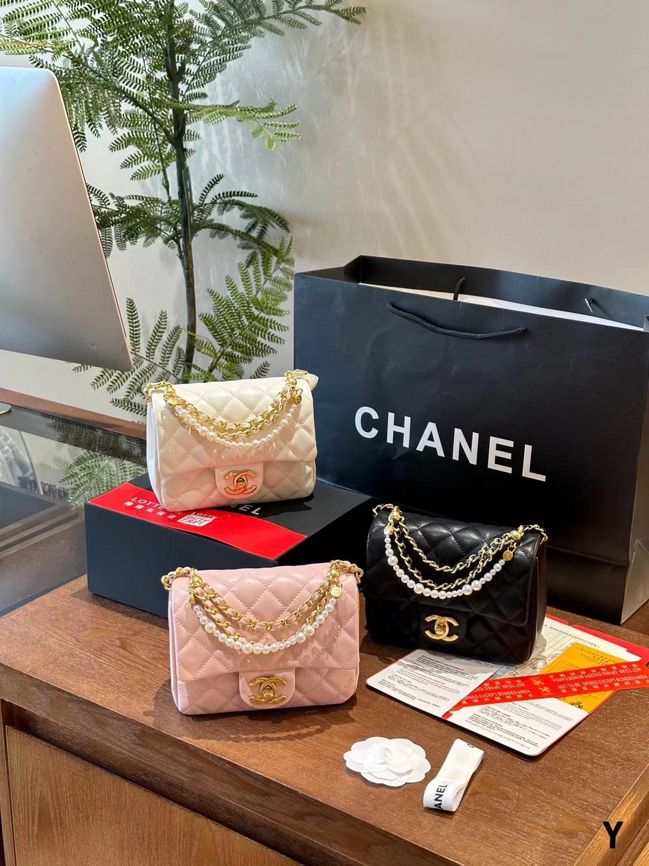 CHANE1 パール ショルダー クロスボディバッグ【50％割引+送料無料】