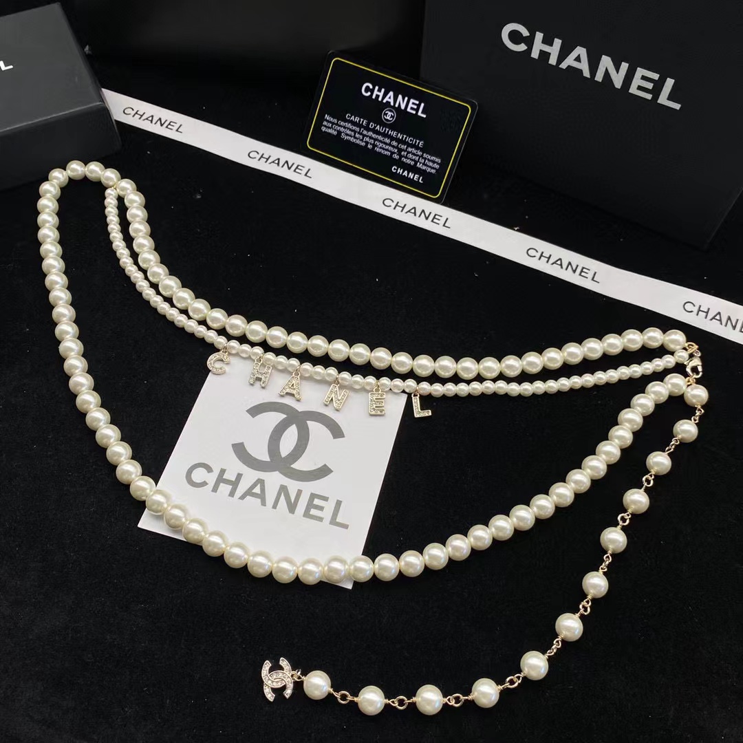 CHANE1 ダイヤモンド散りばめパールウエストチェーン【 50％割引+送料無料】