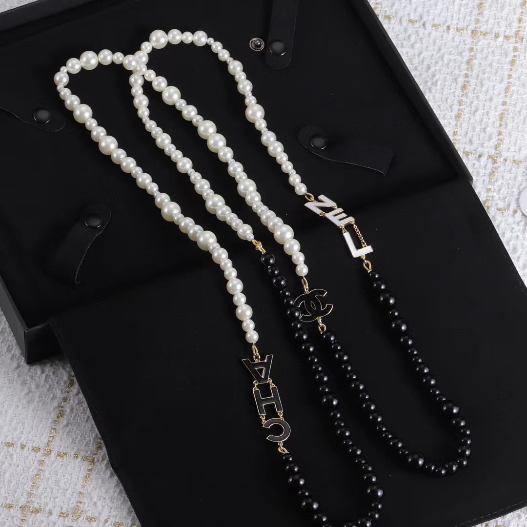 CHANE1 白黒パールネックレス【 50％割引+送料無料】