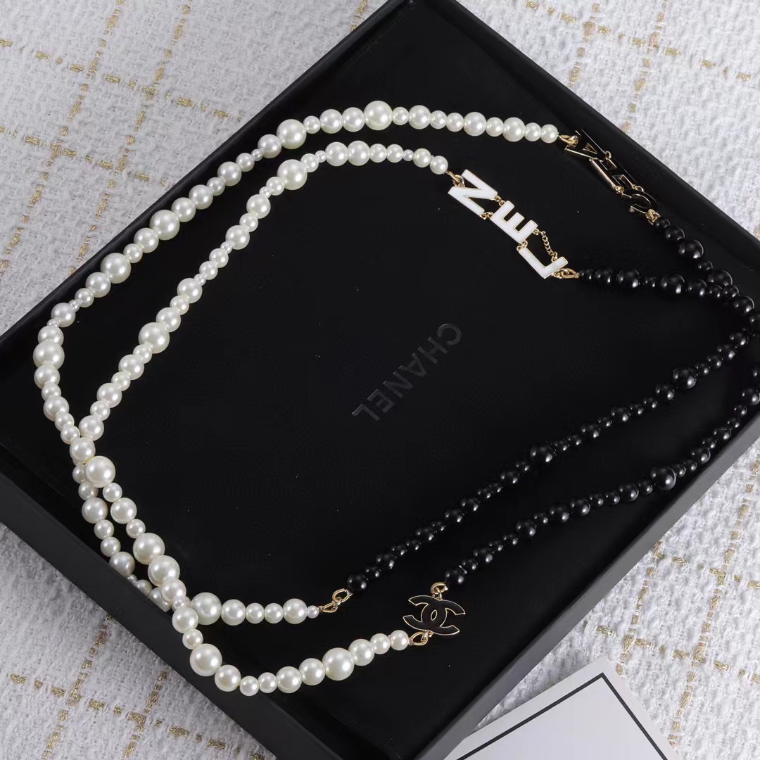 CHANE1 白黒パールネックレス【 50％割引+送料無料】