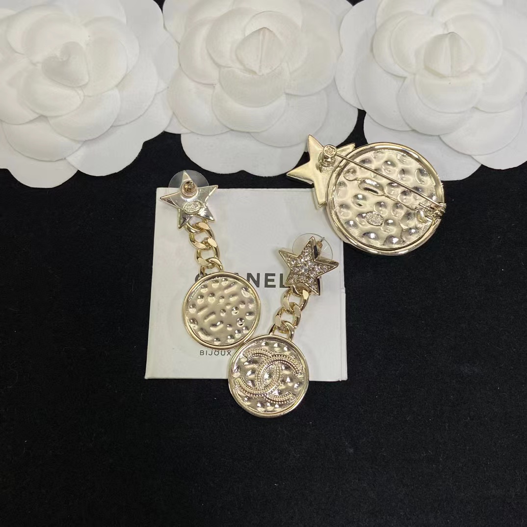 CHANE1 イヤリング+ブローチ+ブレスレット 3点セット【50％割引+送料無料】
