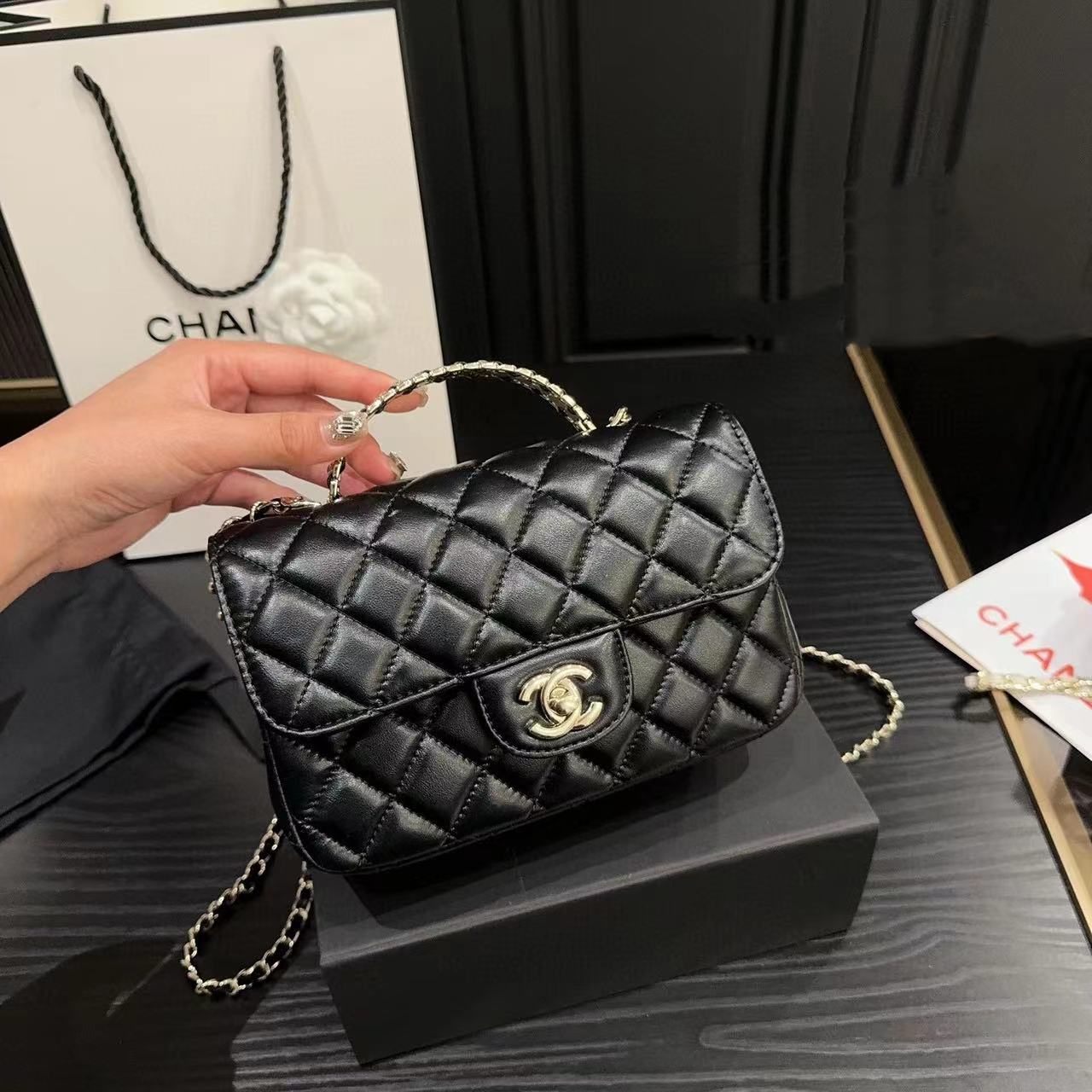 CHANE1 ラインストーンハンドルチェーンバッグ【50％割引+送料無料】hh