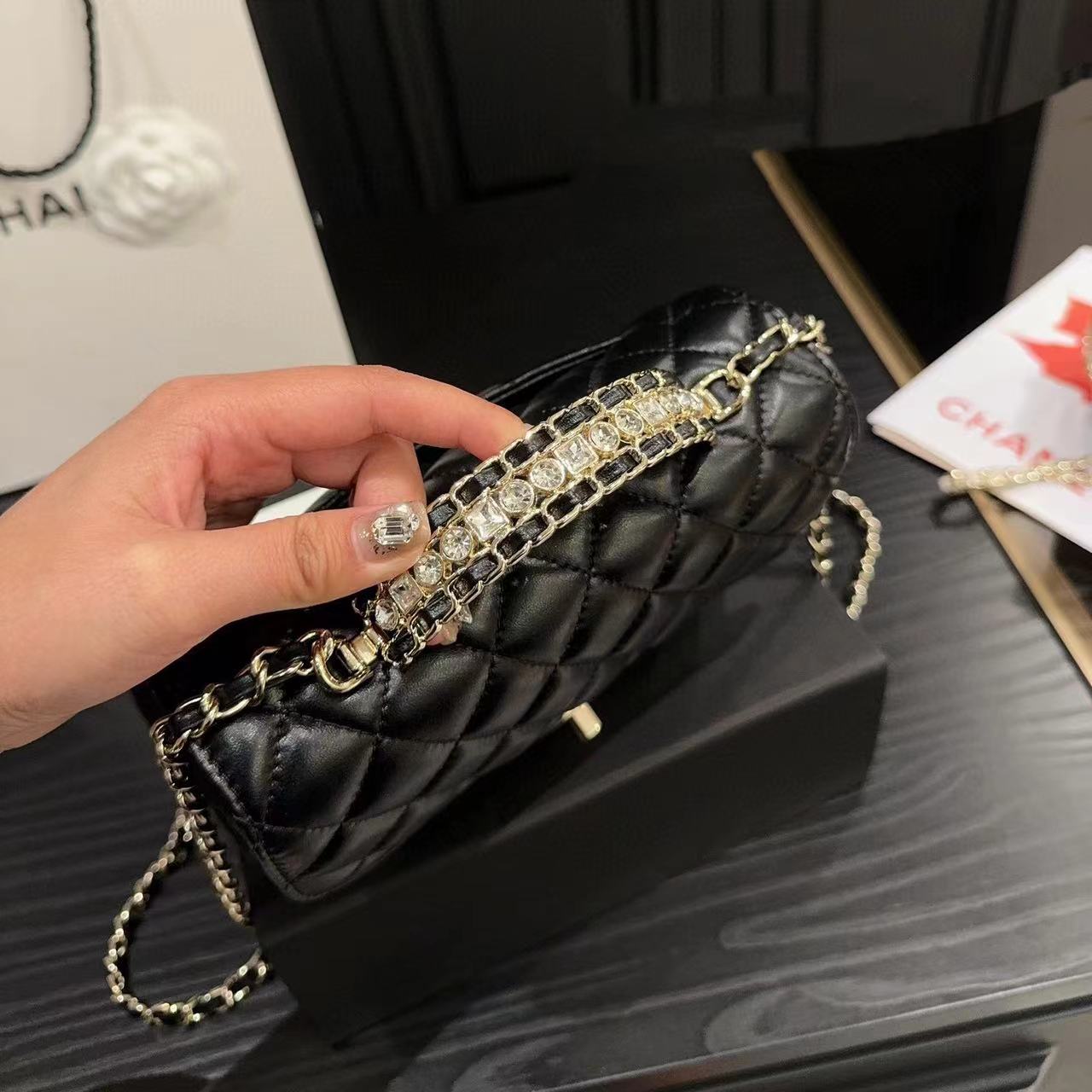 CHANE1 ラインストーンハンドルチェーンバッグ【50％割引+送料無料】hh