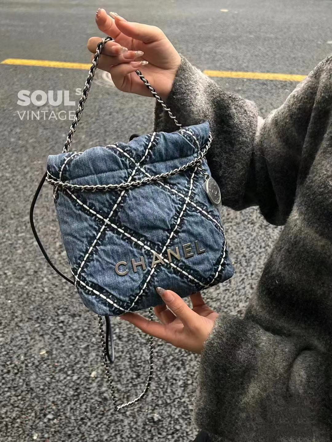 CHANE1 デニムチェーンスモールショッピングバッグ【50％割引+送料無料】
