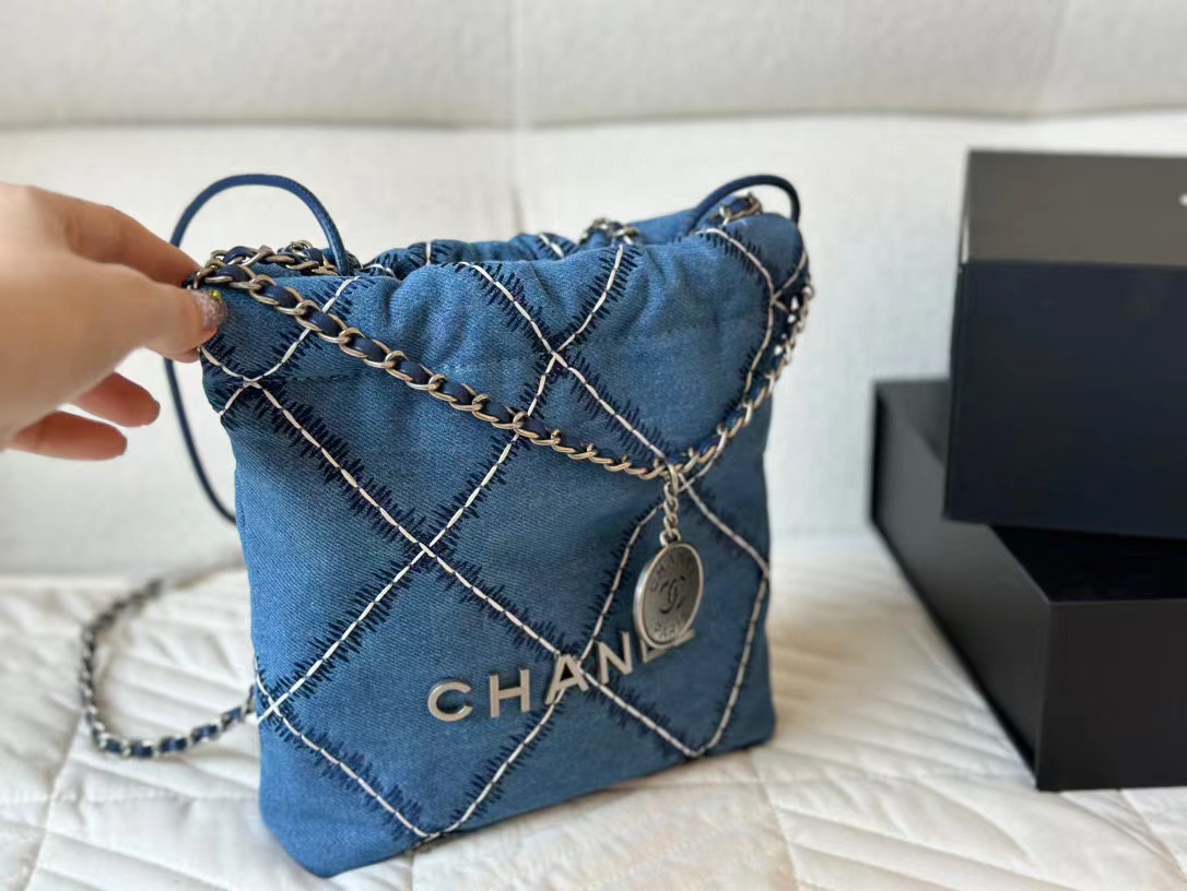 CHANE1 デニムチェーンスモールショッピングバッグ【50％割引+送料無料】