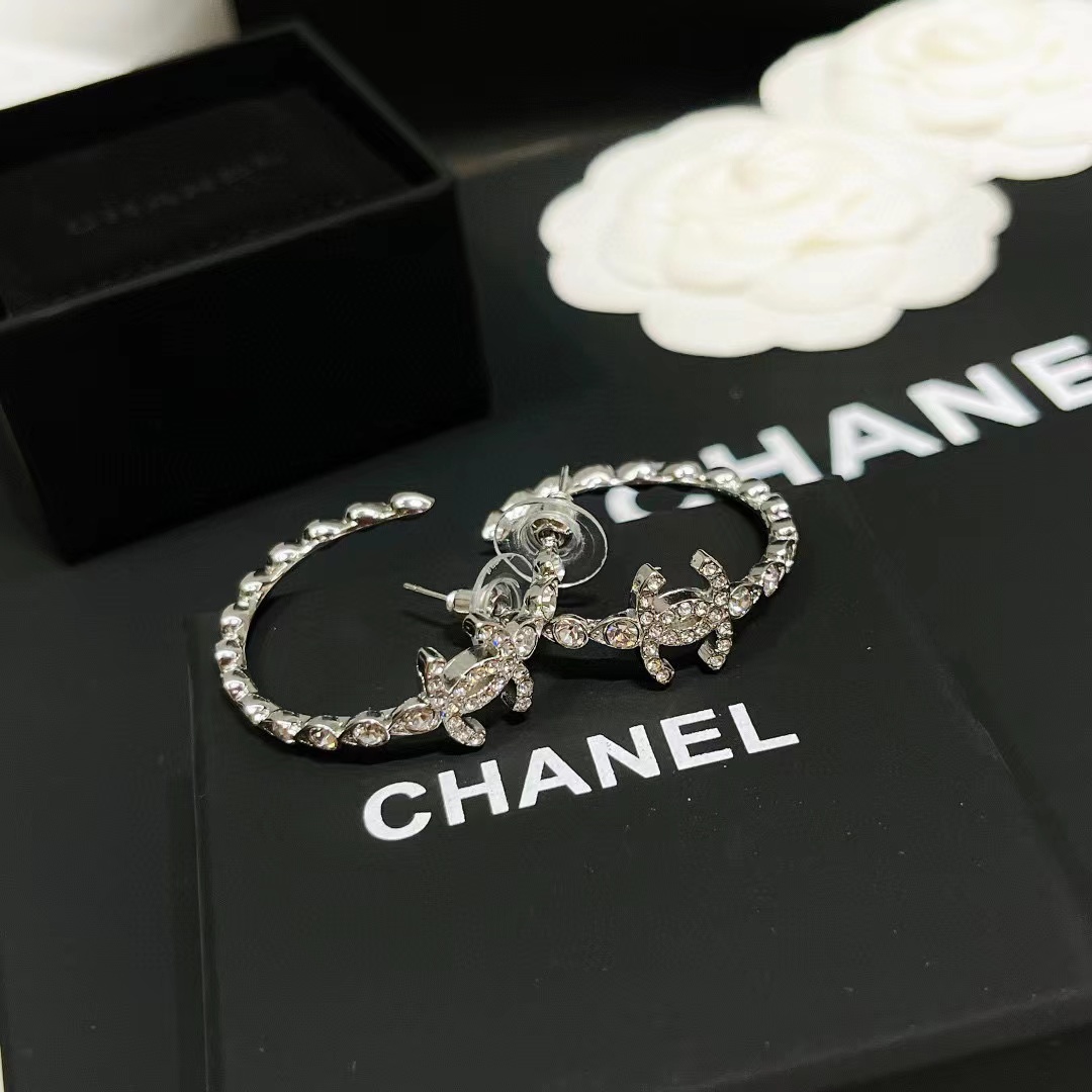 CHANE1 ダブルC ダイヤモンド イヤリング【50％割引+送料無料】