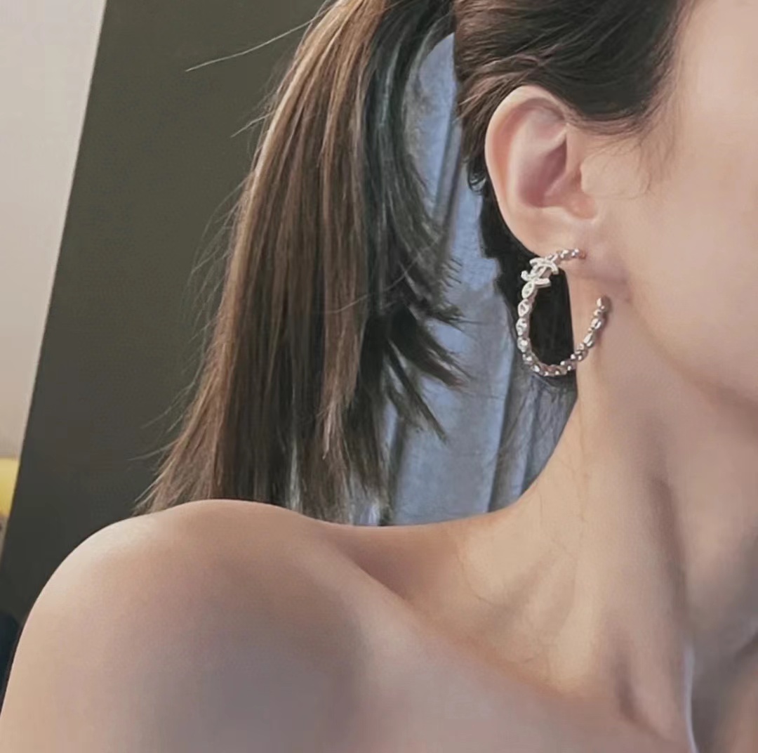 CHANE1 ダブルC ダイヤモンド イヤリング【50％割引+送料無料】