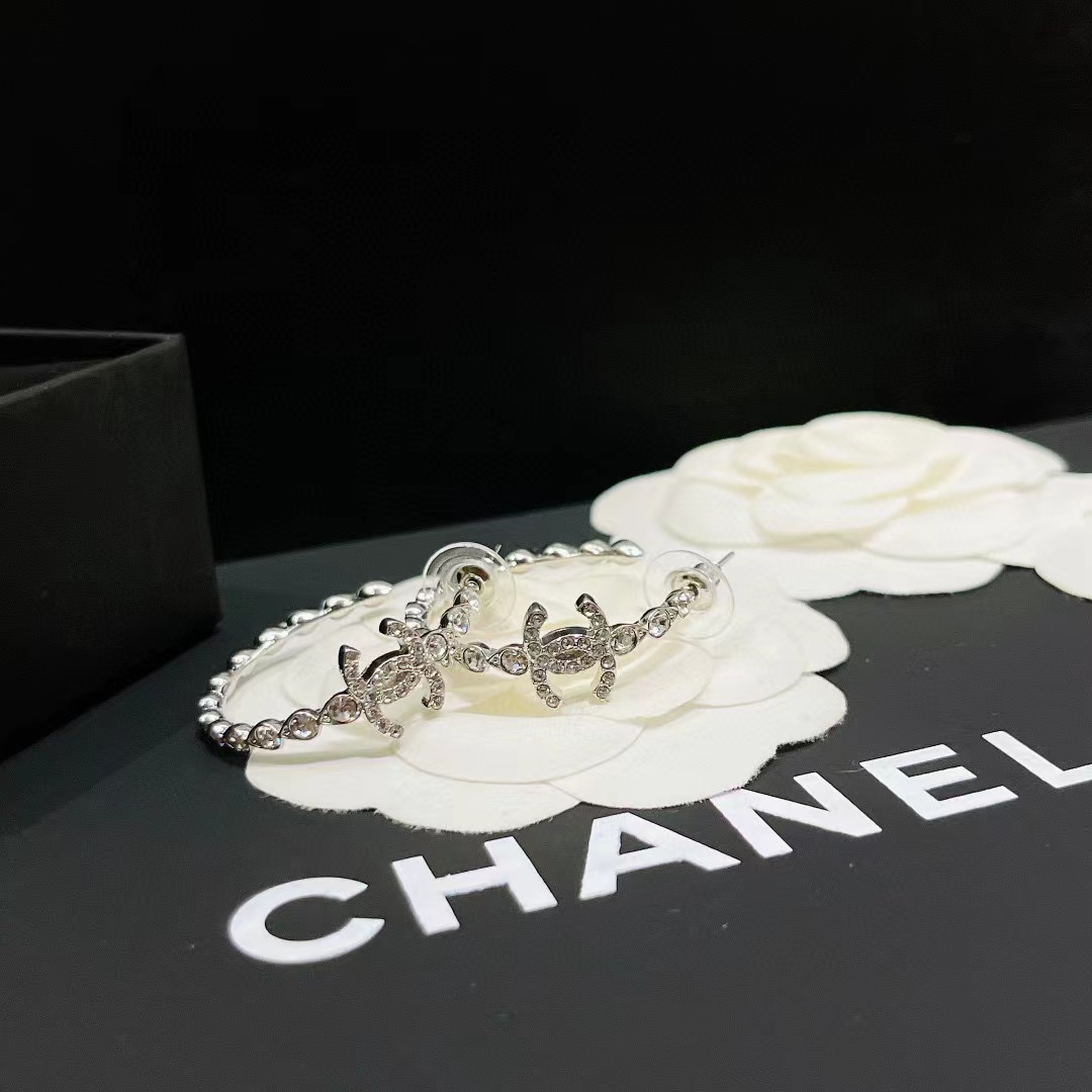 CHANE1 ダブルC ダイヤモンド イヤリング【50％割引+送料無料】