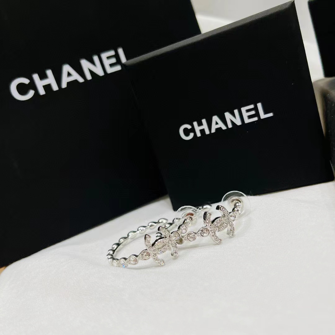 CHANE1 ダブルC ダイヤモンド イヤリング【50％割引+送料無料】