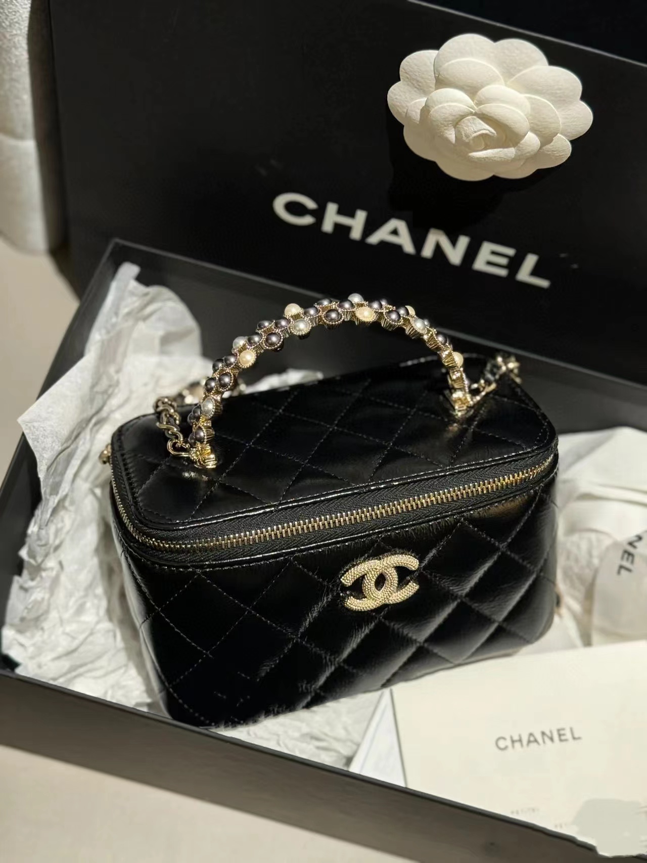 CHANE1 パールボックスハンドバッグ【50％割引+送料無料】