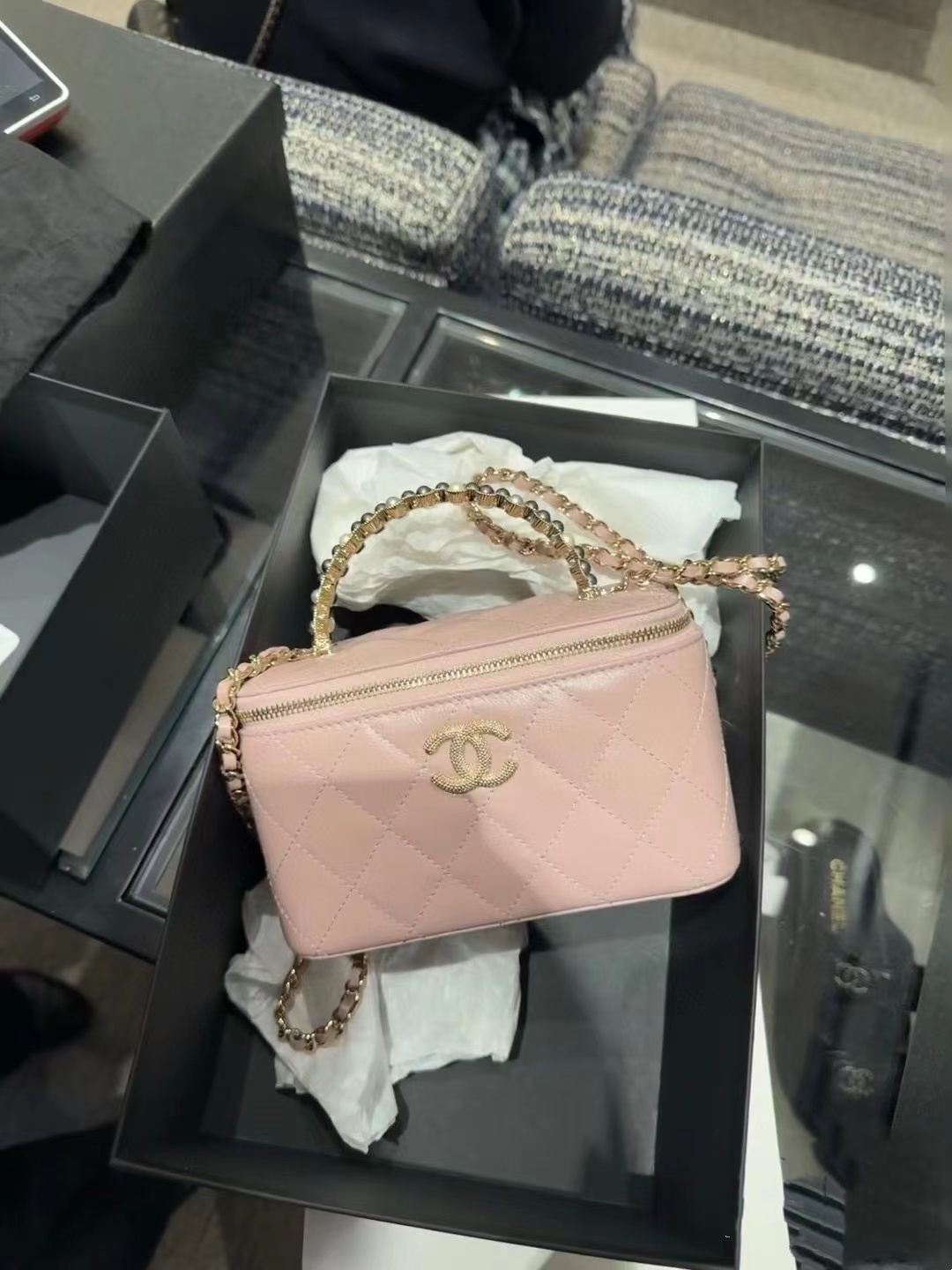 CHANE1 パールボックスハンドバッグ【50％割引+送料無料】