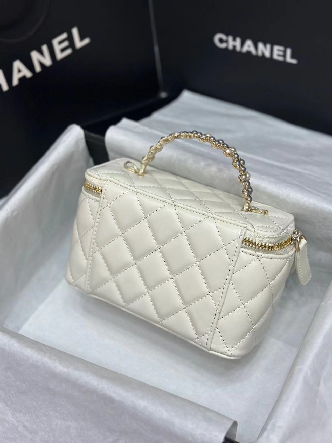 CHANE1 パールボックスハンドバッグ【50％割引+送料無料】