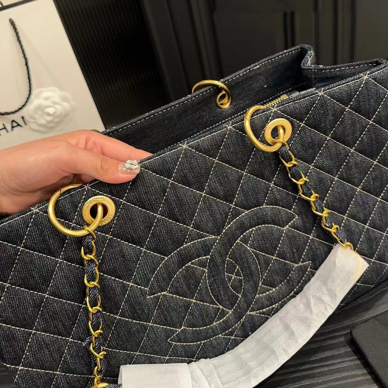 CHANE1  チェーンデニムショッピングバッグ【50％割引+送料無料】
