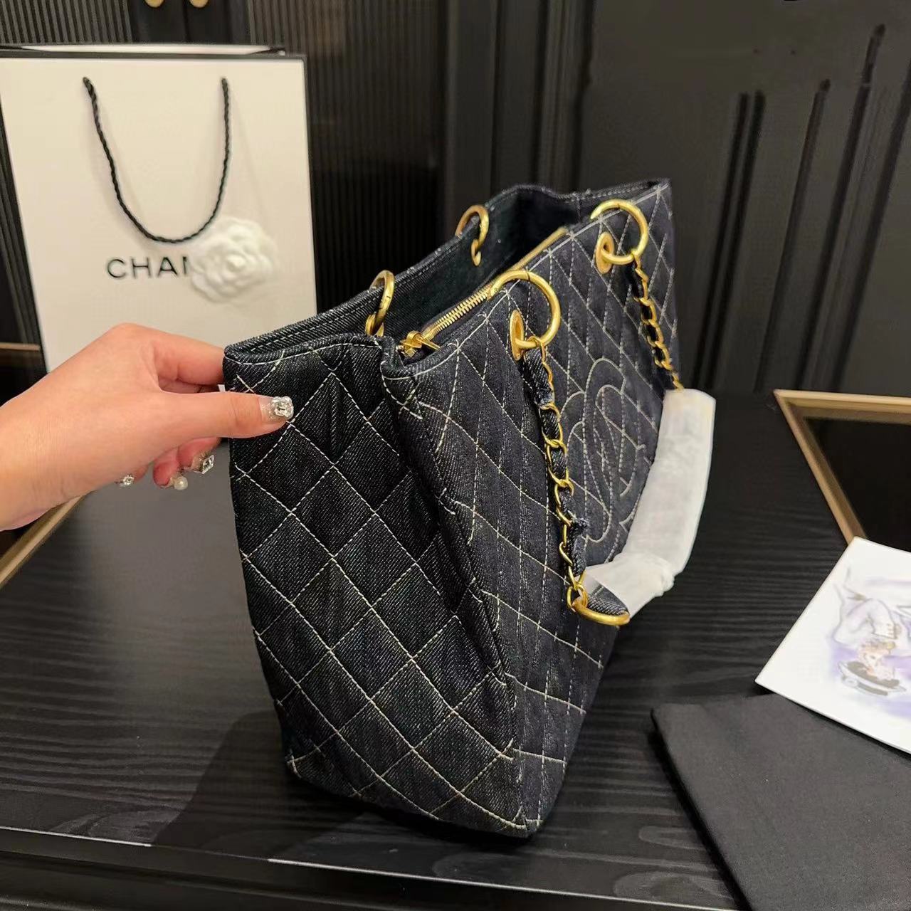 CHANE1  チェーンデニムショッピングバッグ【50％割引+送料無料】