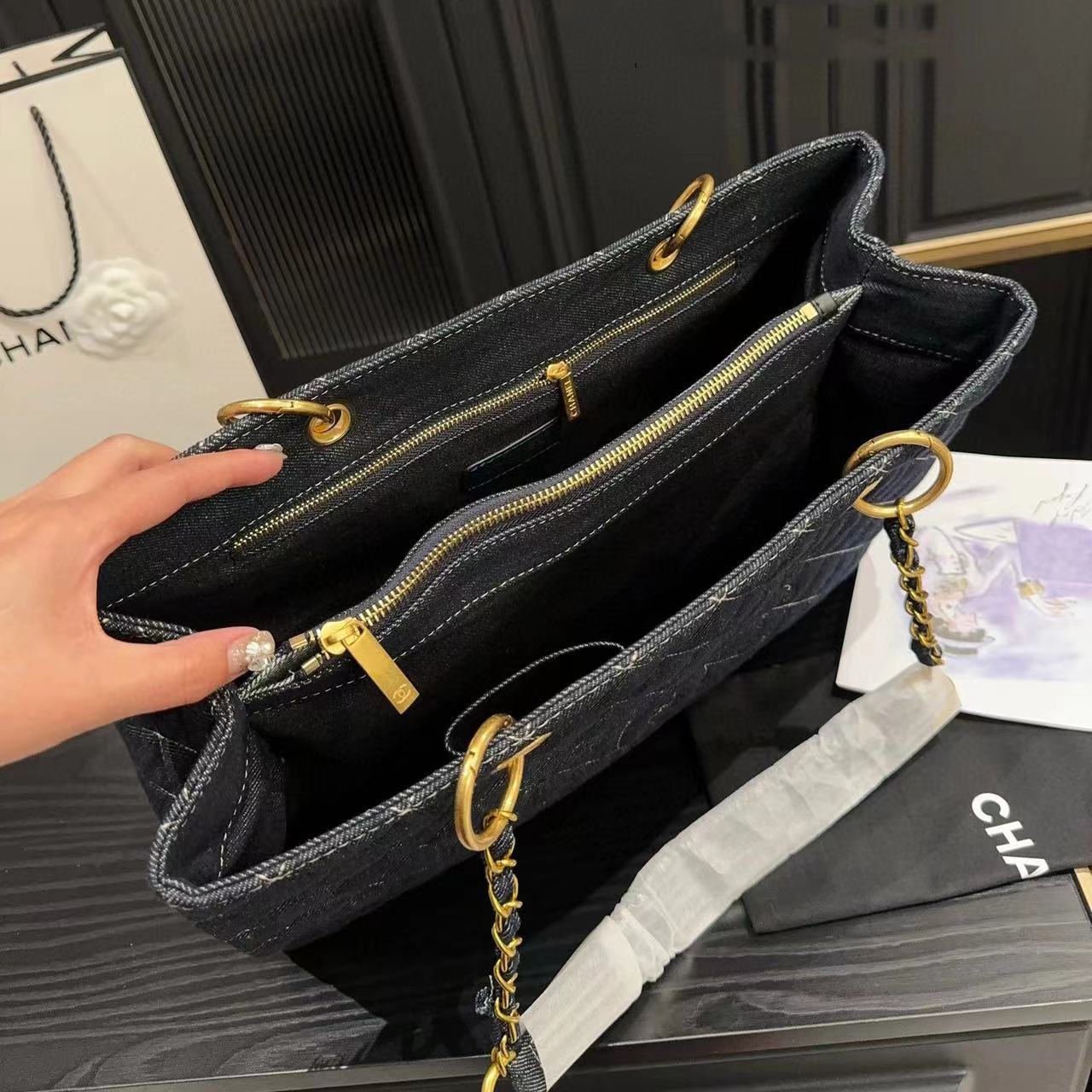 CHANE1  チェーンデニムショッピングバッグ【50％割引+送料無料】