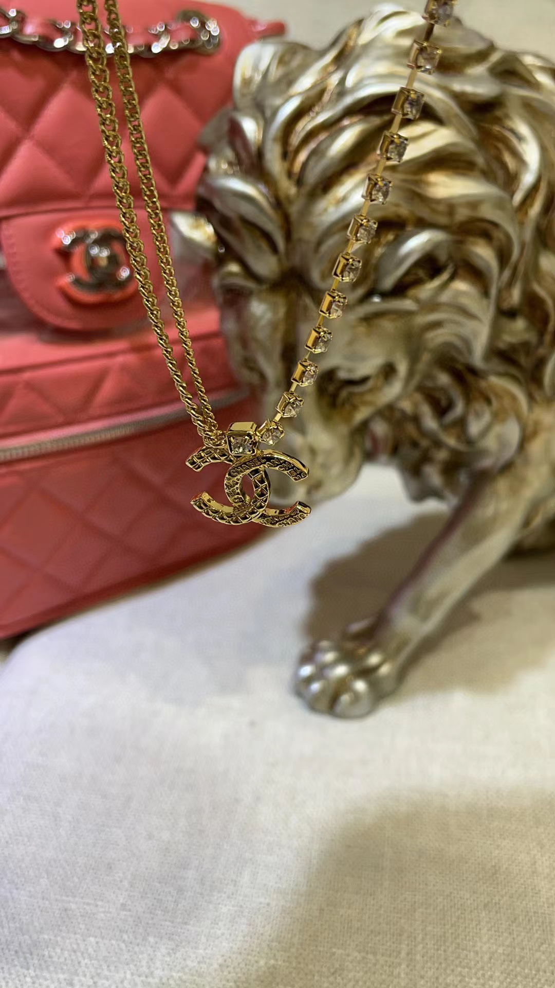 CHANE1 ダブルC ダイヤモンド ネックレス【50％割引+送料無料】