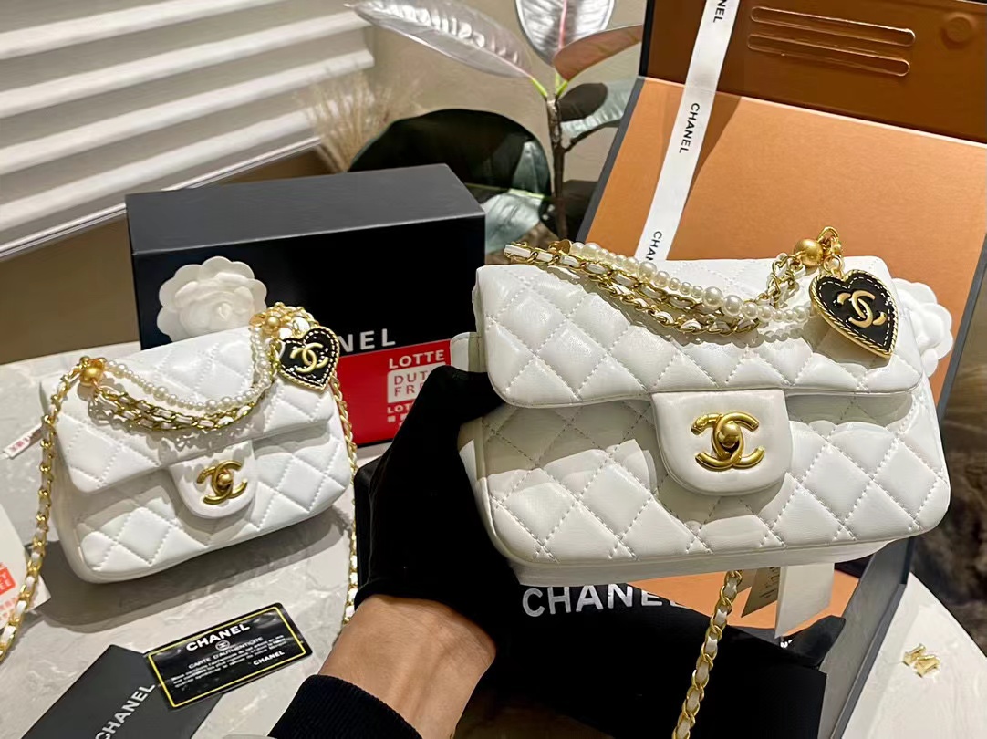 CHANE1 パールハートチェーンショルダークロスボディバッグ【50％割引+送料無料】