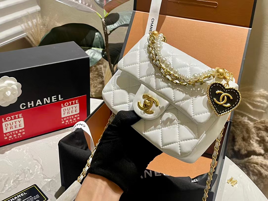 CHANE1 パールハートチェーンショルダークロスボディバッグ【50％割引+送料無料】