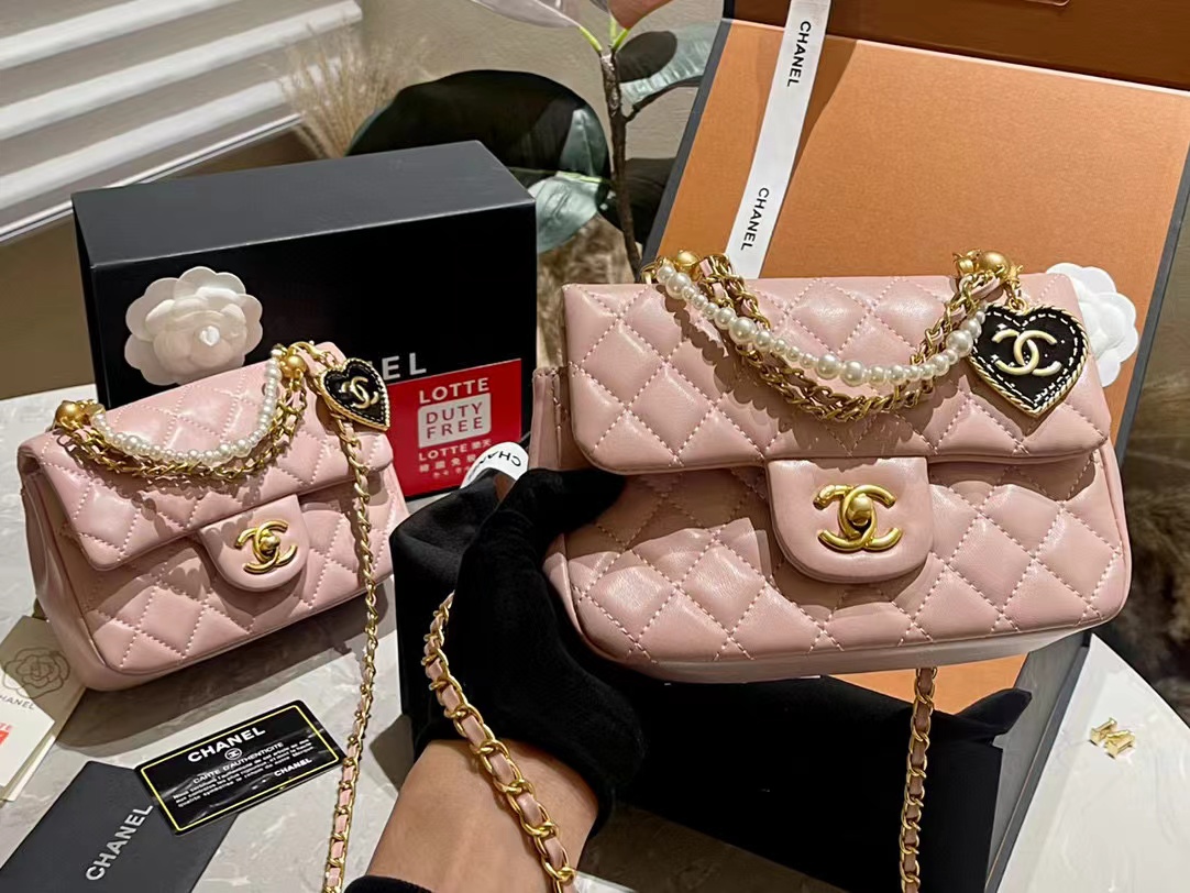 CHANE1 パールハートチェーンショルダークロスボディバッグ【50％割引+送料無料】