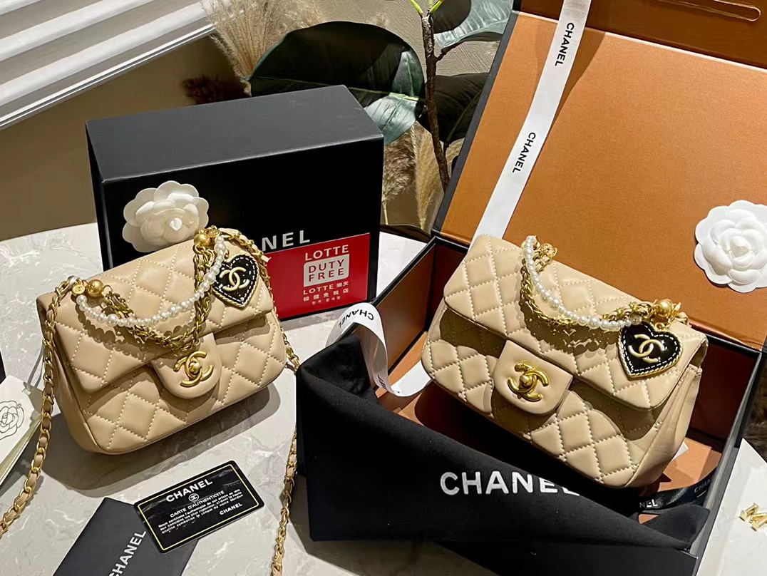 CHANE1 パールハートチェーンショルダークロスボディバッグ【50％割引+送料無料】