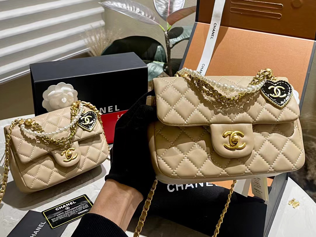 CHANE1 パールハートチェーンショルダークロスボディバッグ【50％割引+送料無料】